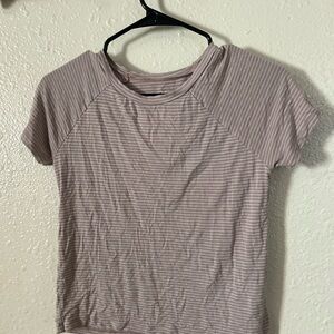 American Eagle Outfitters Mauve Striped Short Sleeve Tee